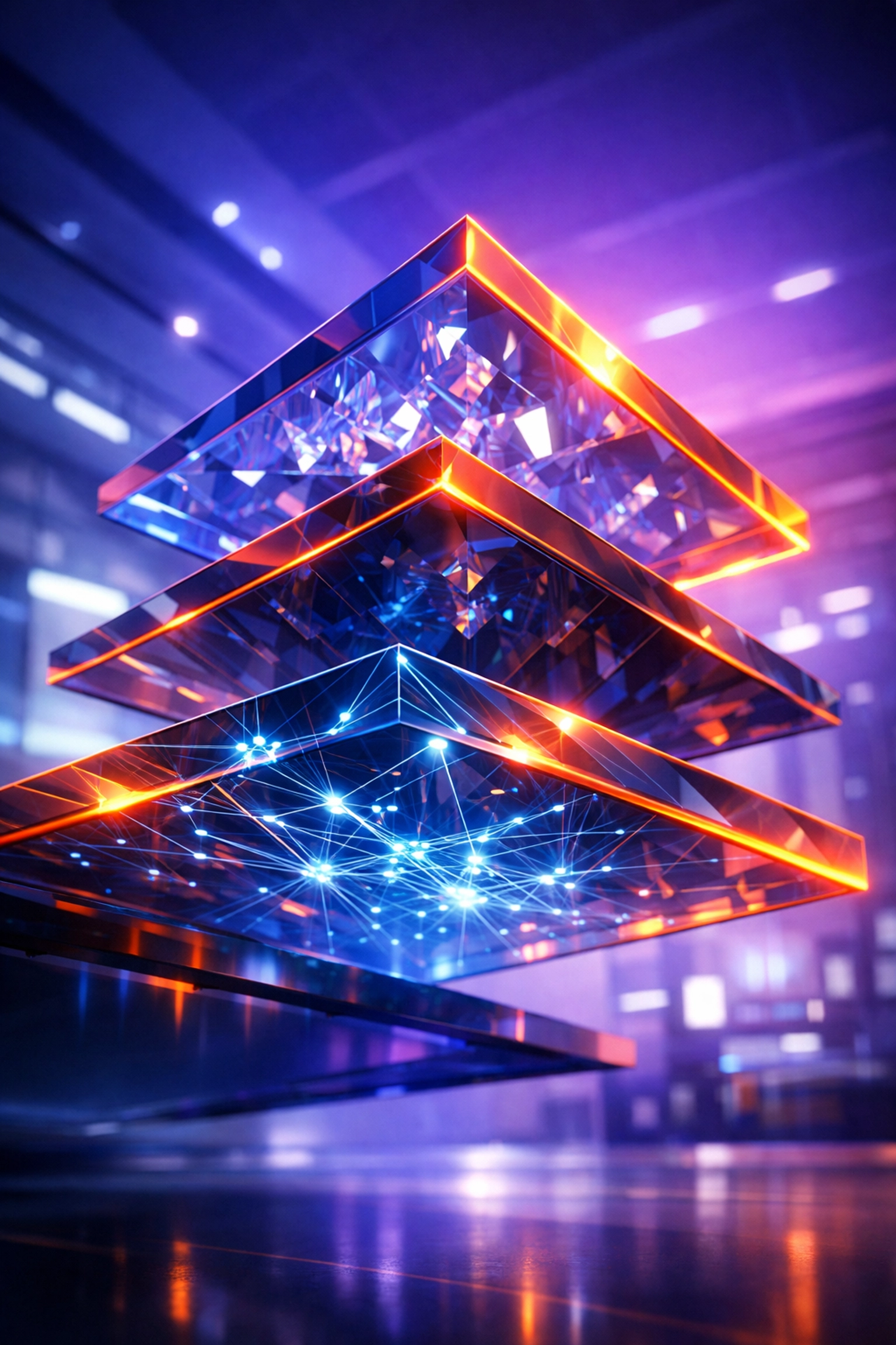 Interlocking digital planes illustrating AEO and SEO layers for Google search authority in South Florida.