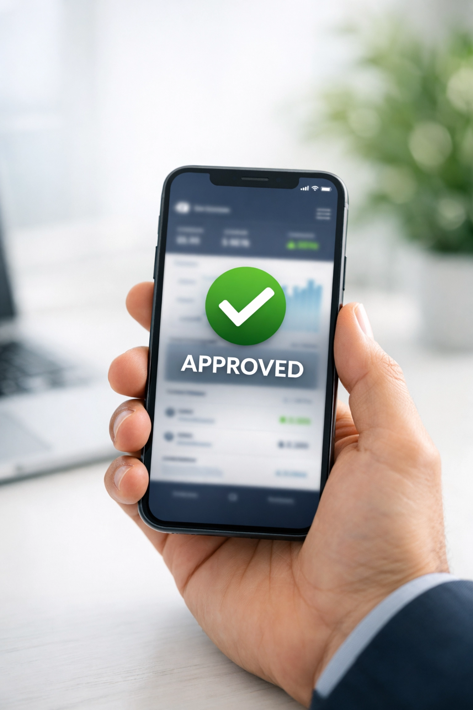 A business owner approving a digital invoice on a smartphone using secure AP automation software.