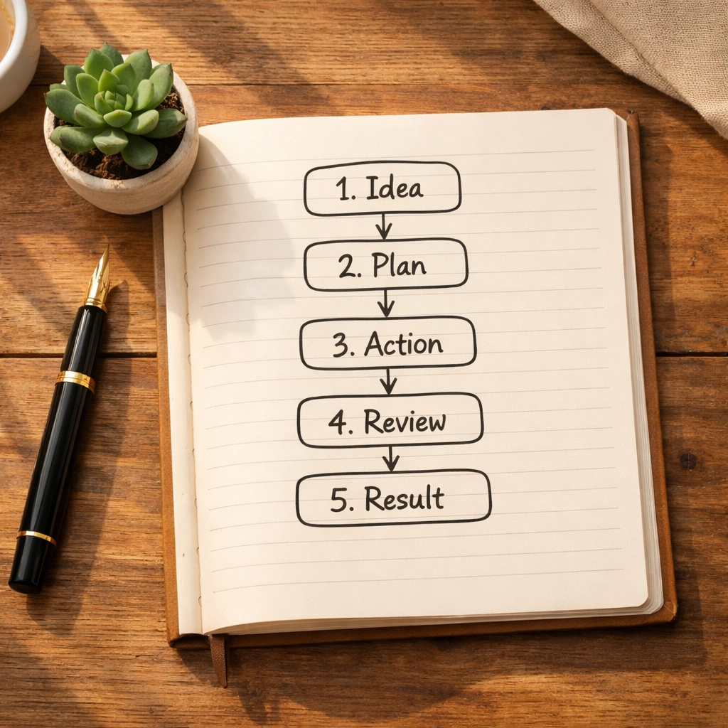 Journal showing five-step biblical framework for processing news without anxiety