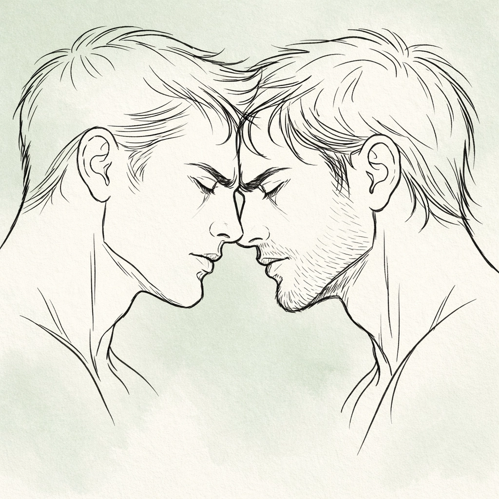Intense emotional connection between two men in a gay contemporary romance story.