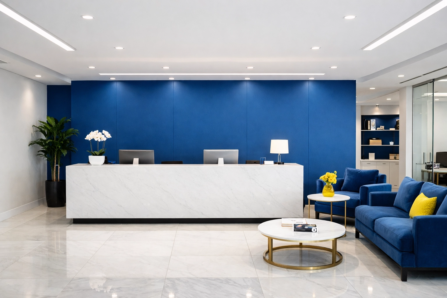 Breathtakingly clean luxury office reception area in Worcester showcasing reliable office cleaning Worcester results.