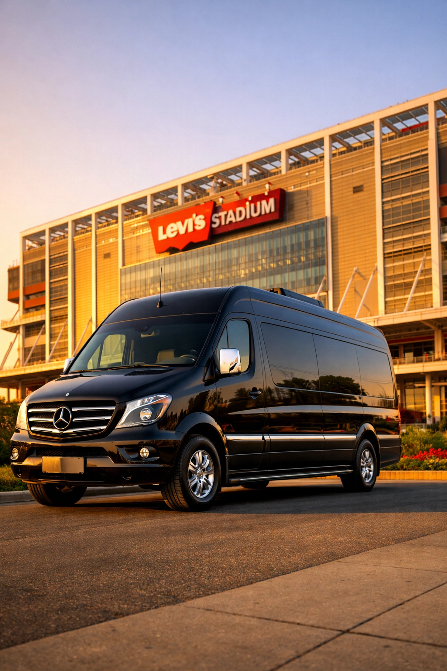 Luxury Sprinter van parked at Levi