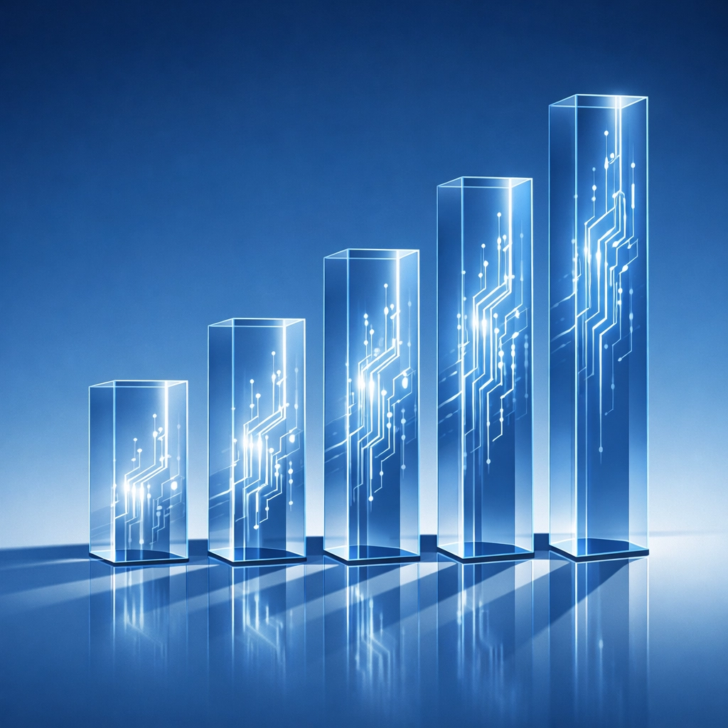 Scaling recurring revenue through automated AI solutions represented by glowing growth pillars.