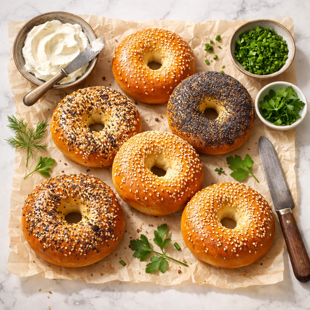 Assorted artisan bagels with various toppings from Laila's Lowcountry Sourdough in Summerville