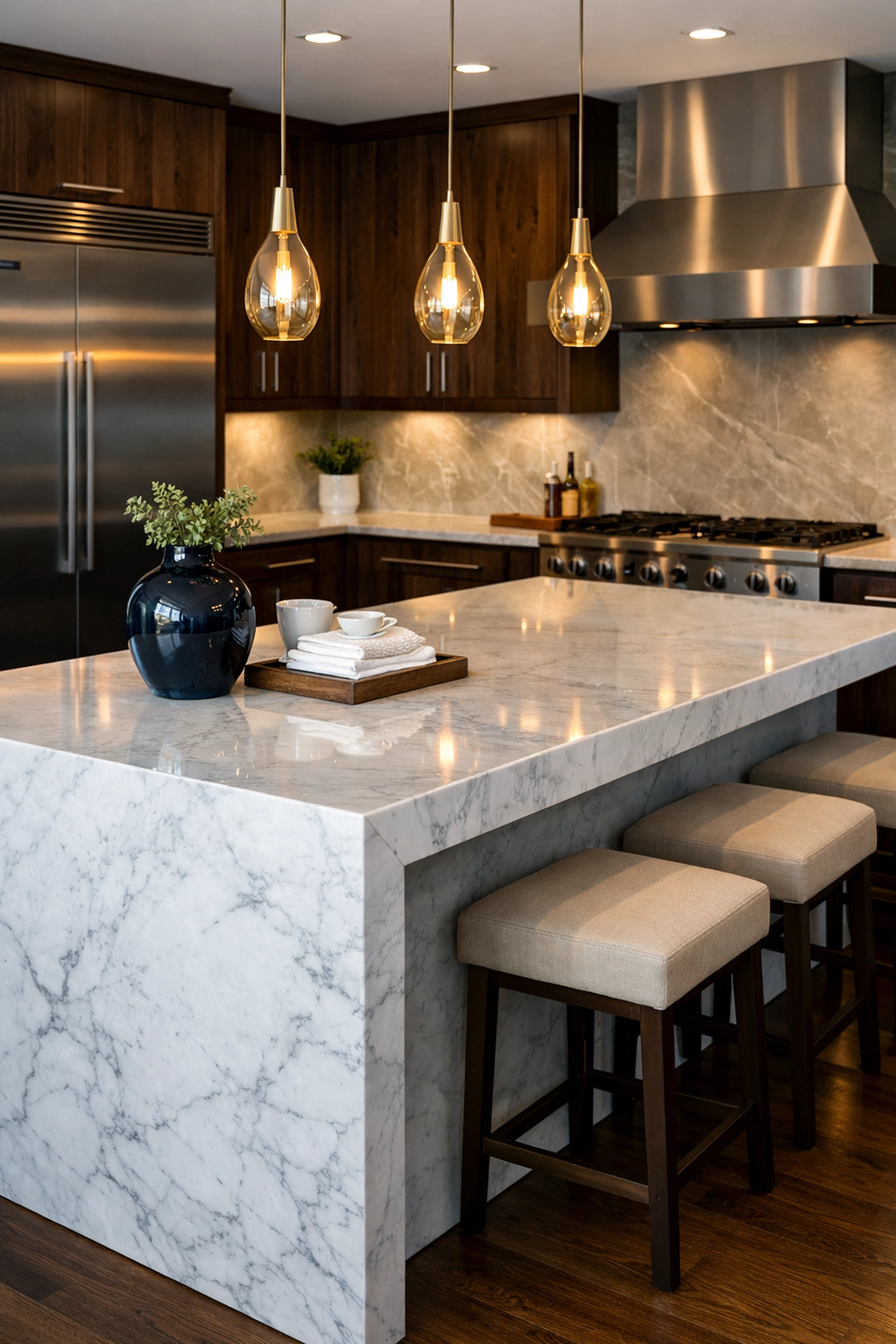 Spotless luxury kitchen in Dover, Massachusetts, showcasing professional residential cleaning Massachusetts services.