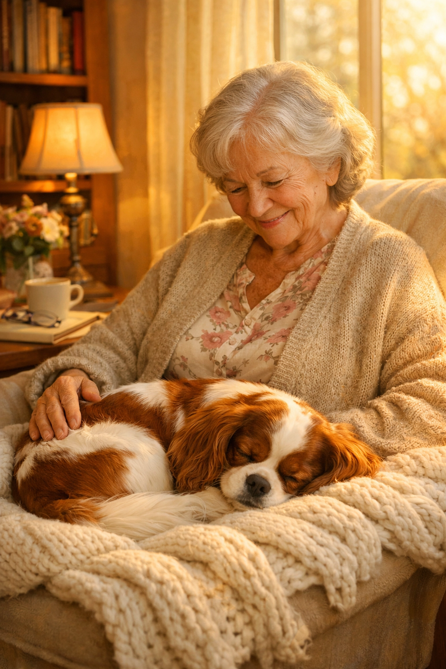 Therapy-quality Cavalier King Charles Spaniel providing companionship to a senior in Oregon.