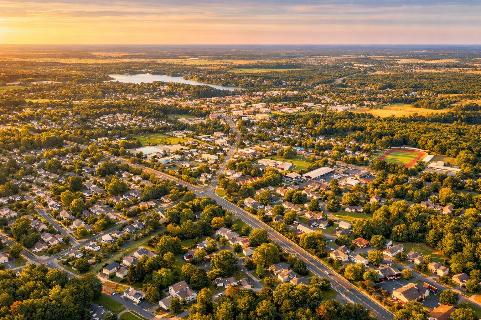 Drive photo: Wide, high-resolution image of South Jersey community neighborhoods and partner sites in warm daylight—homes, schools, and local service hubs representing the 7-county footprint