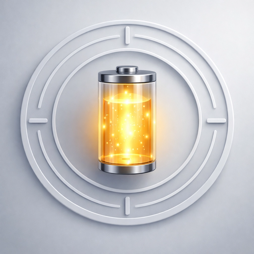 The Simple Truth About Rechargeable Hearing Aids: Battery Life, Costs, and Who They're Best For Modern lithium-ion battery cell symbolizing the long-lasting power of a rechargeable hearing aid.