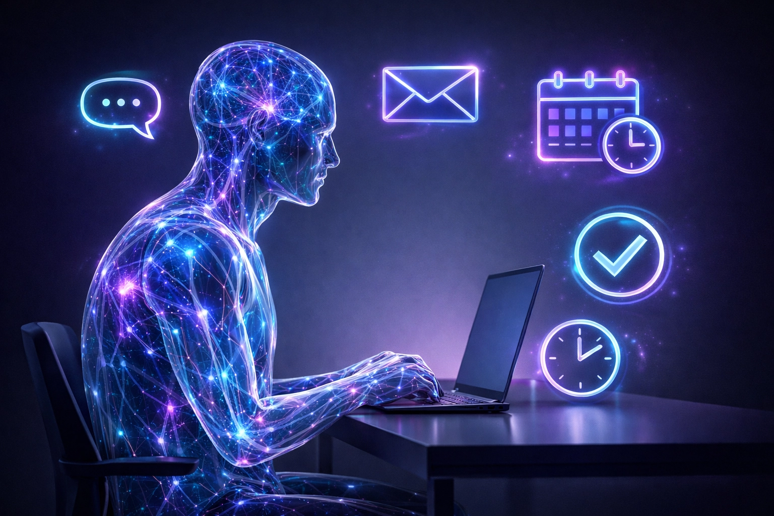 AI receptionist system managing business communication and scheduling through a centralized digital brain.