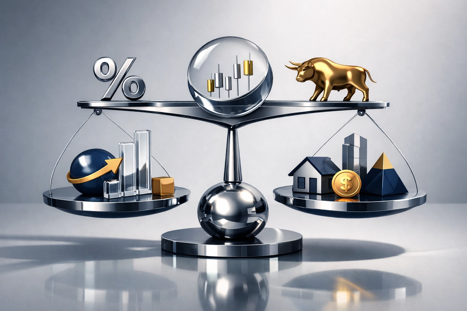 Balanced portfolio allocation showing crypto and digital assets as strategic investments