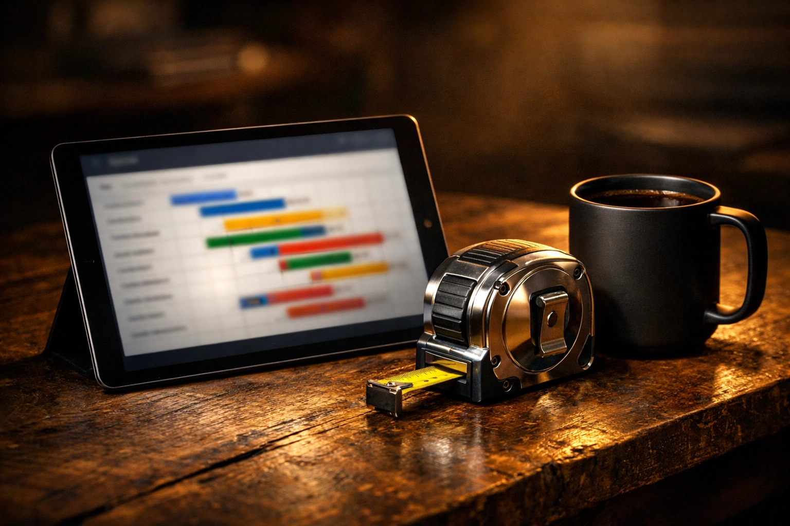 Professional building project management schedule and tools for a renovation in Bognor Regis.