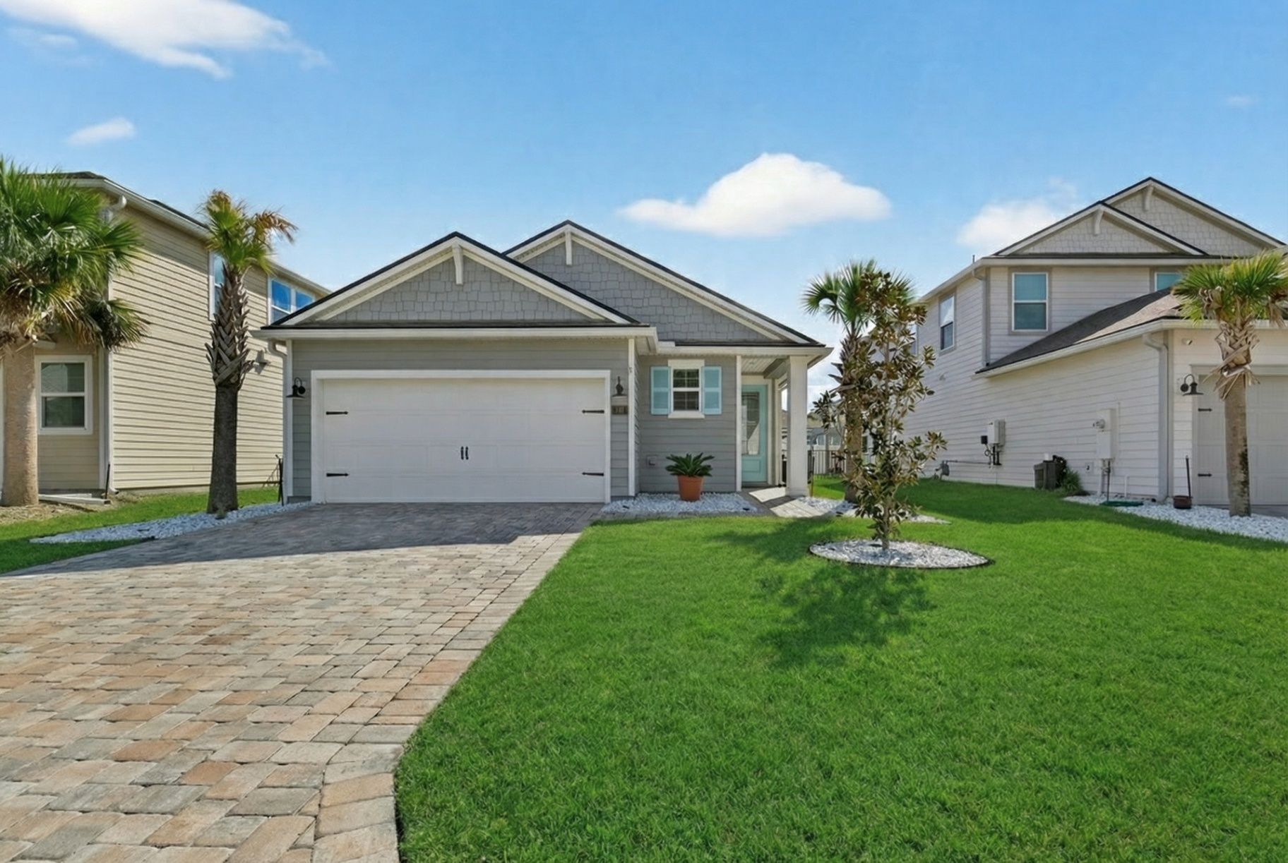 After grass enhancement at 78 Greenway Lane showing perfectly green lawn