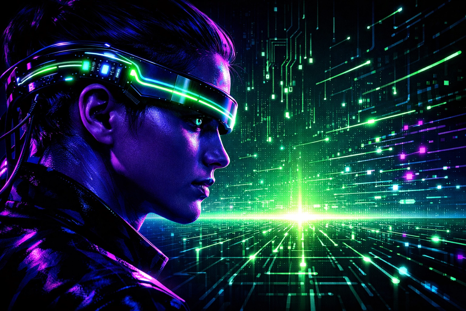 A professional using AI-integrated technology to prepare for the future of work and industry demand.