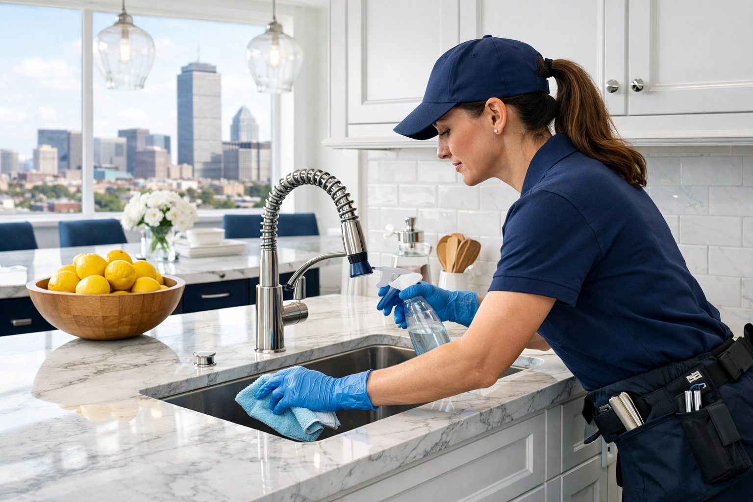 Professional kitchen deep clean and sanitization for move-in apartment cleaning in Boston.