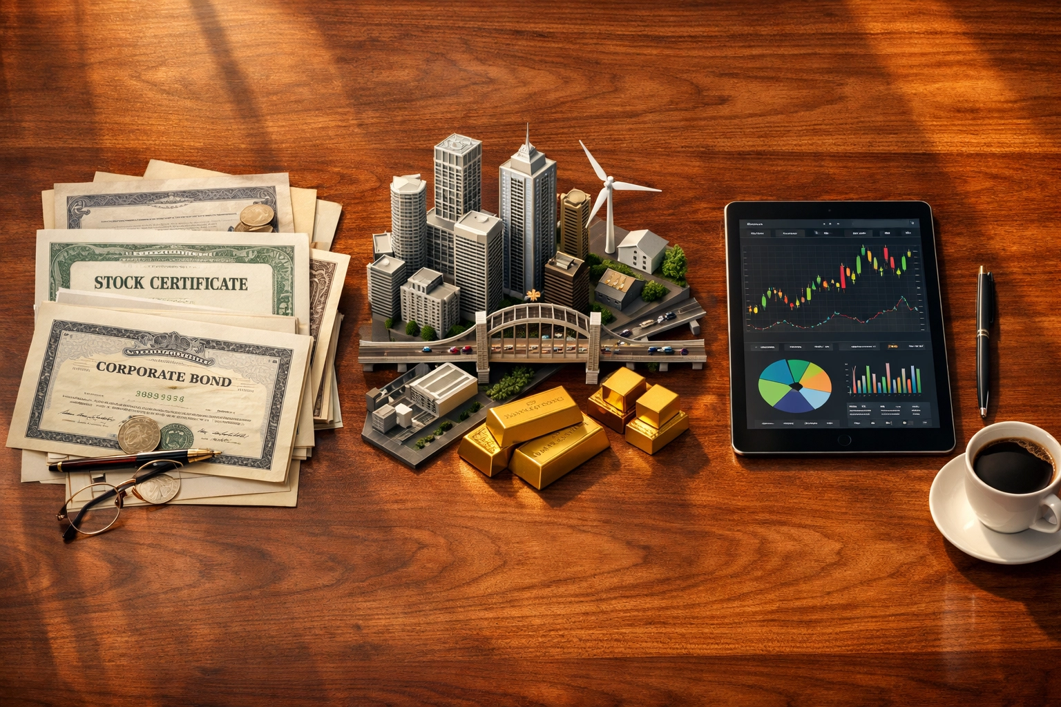 Institutional portfolio mix of traditional assets and alternative investments