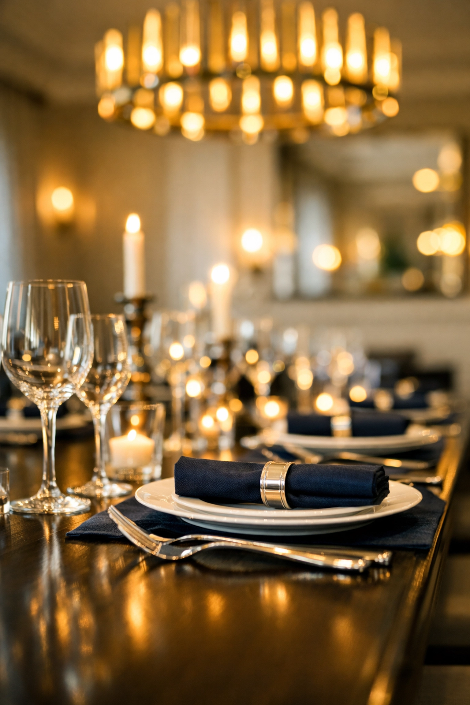 Elegant dining room in Wellesley professionally cleaned for a formal party with sparkling glassware.
