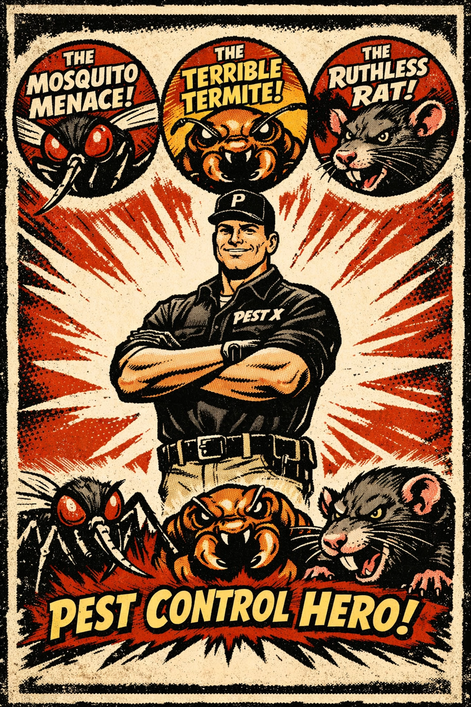 Pest X technician providing termite, mosquito, and rodent control services in Jasper, Alabama.