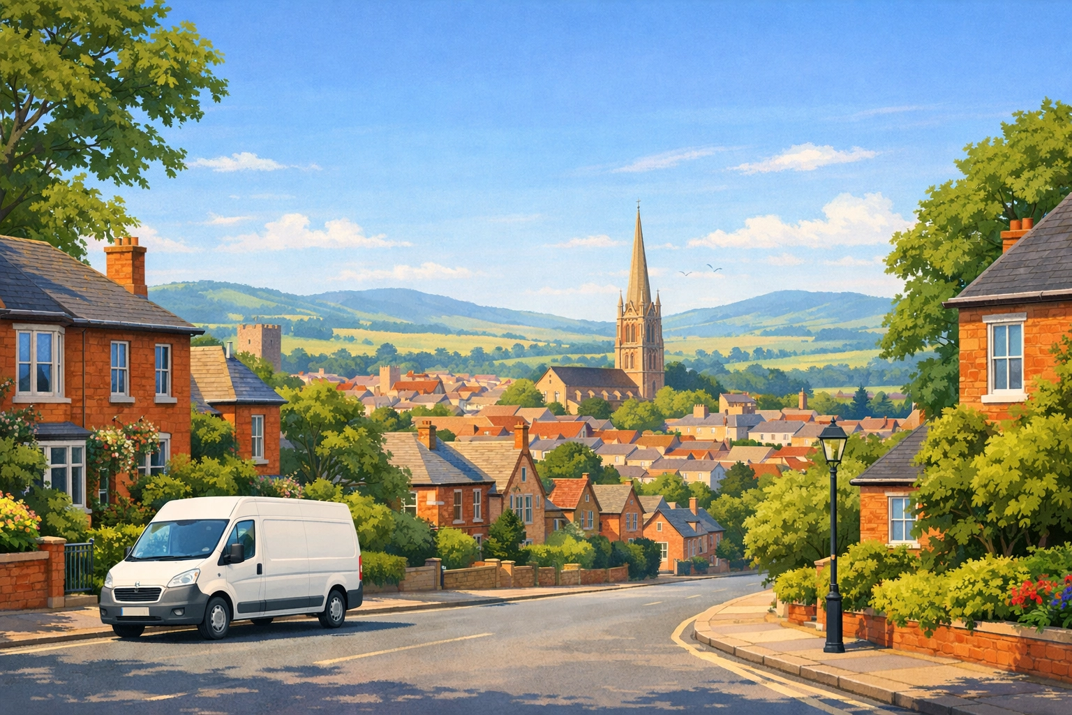 Local security service van in a Taunton residential area providing expert CCTV installation.