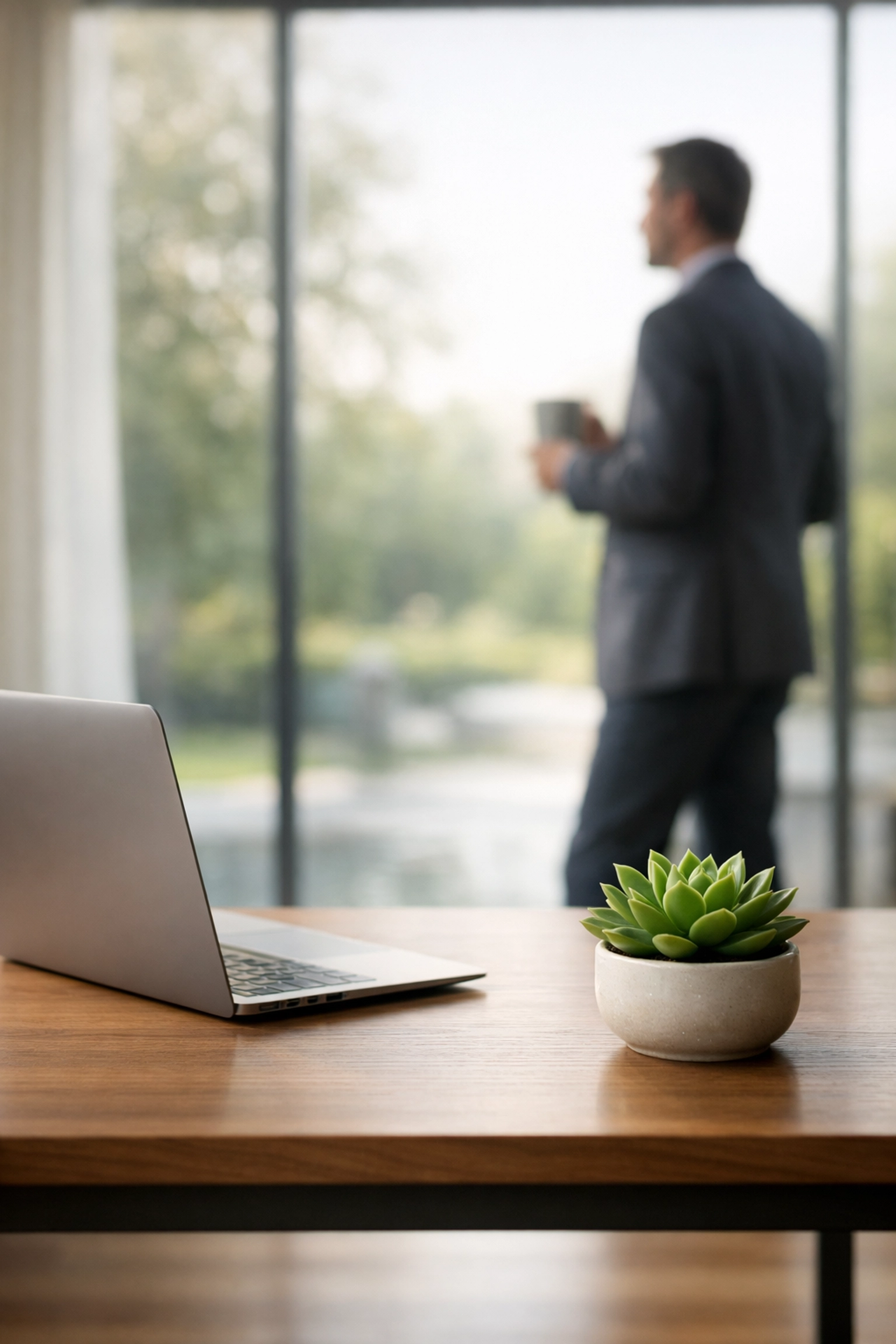 A minimalist office setup showing business automation and scaling through workflow subtraction.