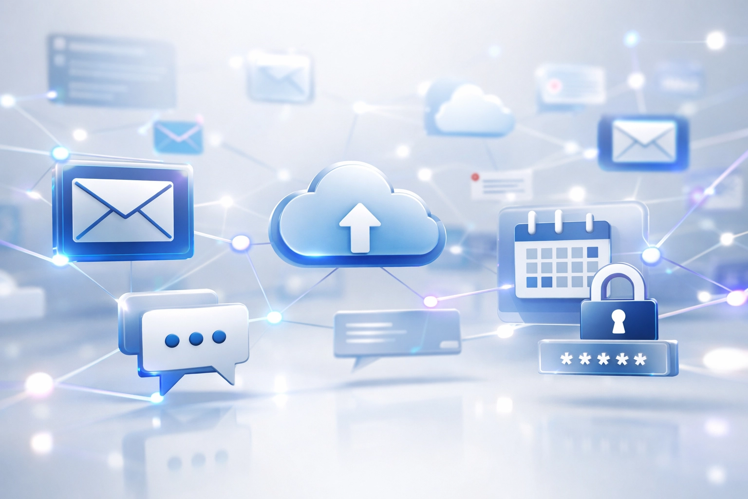 Connected digital tools and software icons representing startup operations infrastructure