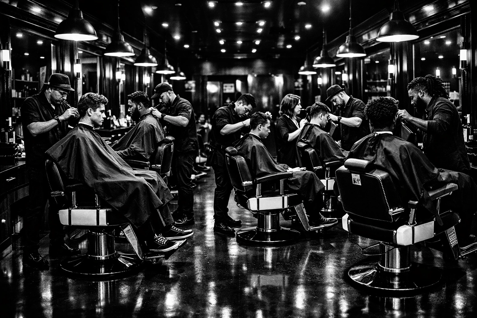Interior view of X-Quisite Cutz barbershop featuring modern chairs and professional grooming services.