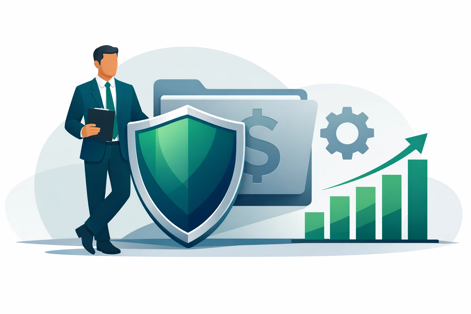 Tax advisor protecting financial data with a shield, illustrating proactive tax planning to maximize tax refund amounts.
