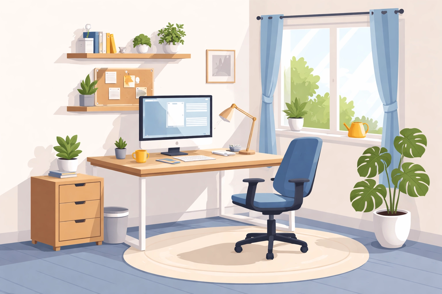 Organized home office workspace illustrating deductible home office expenses for small businesses in New Haven.