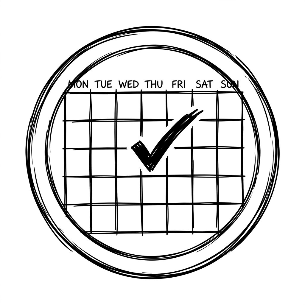 A minimalist icon of a checkmark calendar, representing the disciplined monthly cadence of our monitoring phase.
