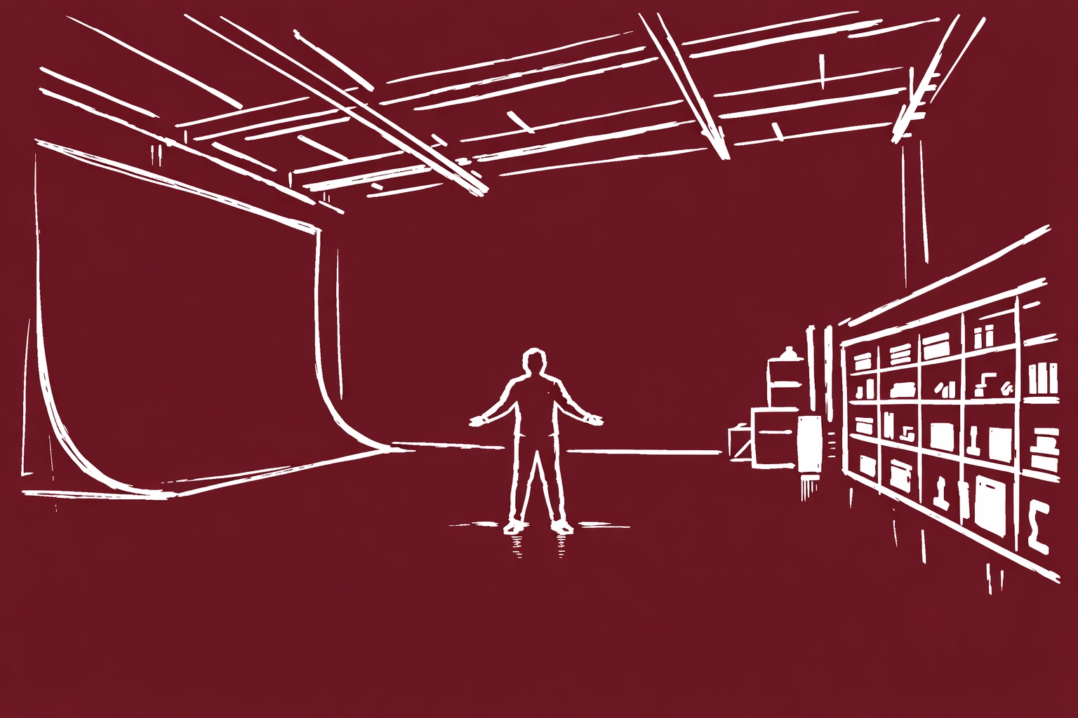 Spacious cyclorama studio interior with high ceilings and open floor plan for creators