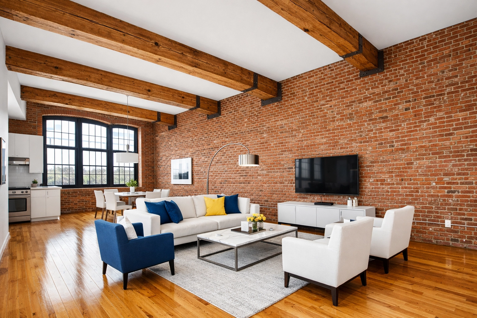 Pristine Lowell mill apartment featuring clean brick walls and floors after move-in/move-out cleaning Lowell.