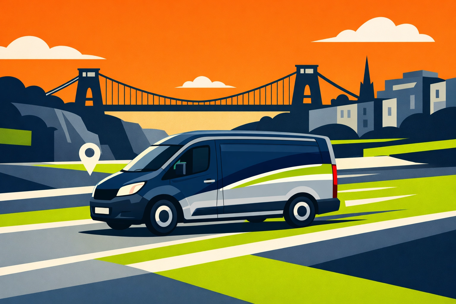 AHLP Locksmiths service van navigating Bristol streets for a quick response emergency locksmith call.