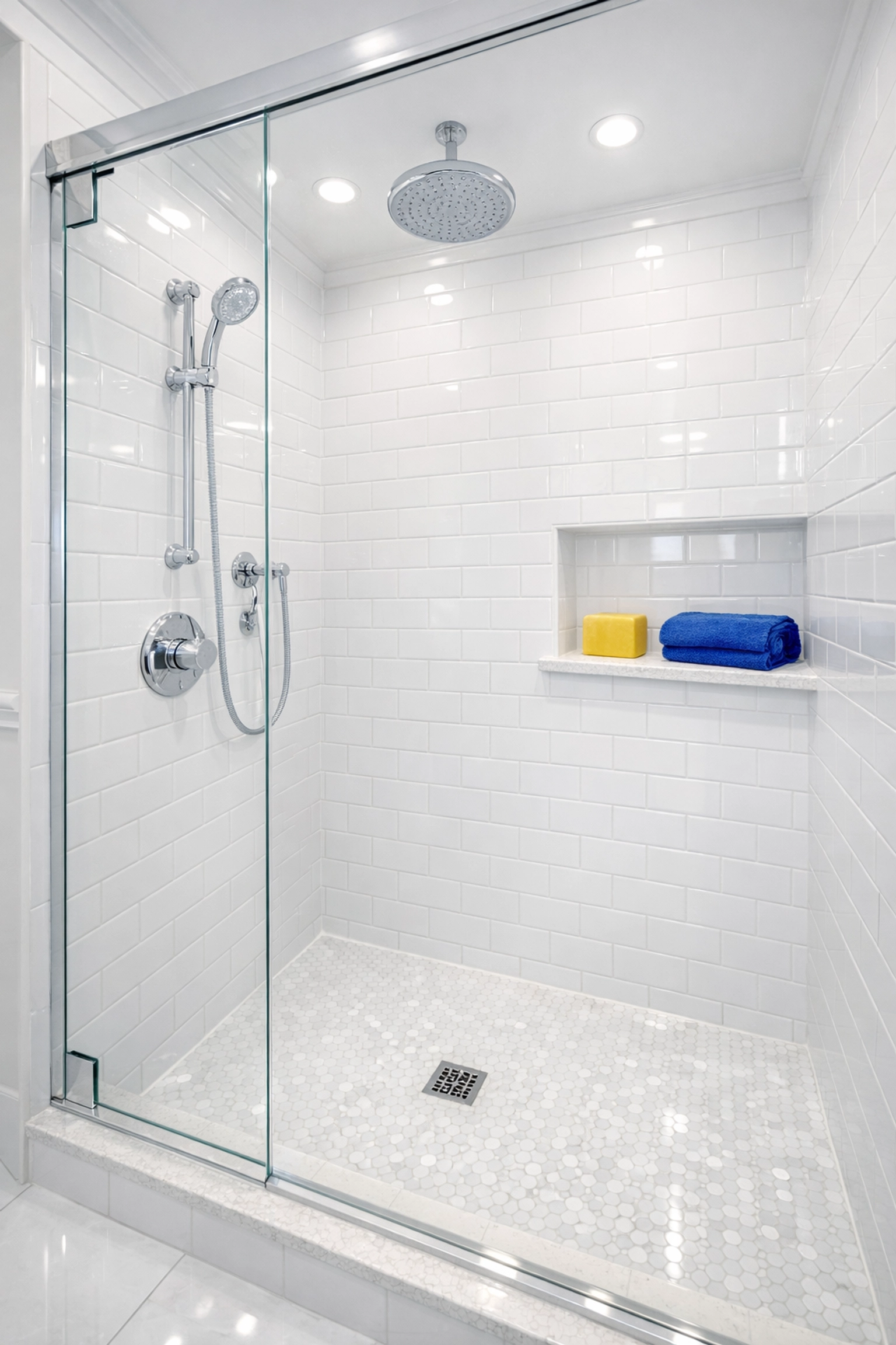 Sparkling clean bathroom with white subway tiles following an Apartment Cleaning Boston session.