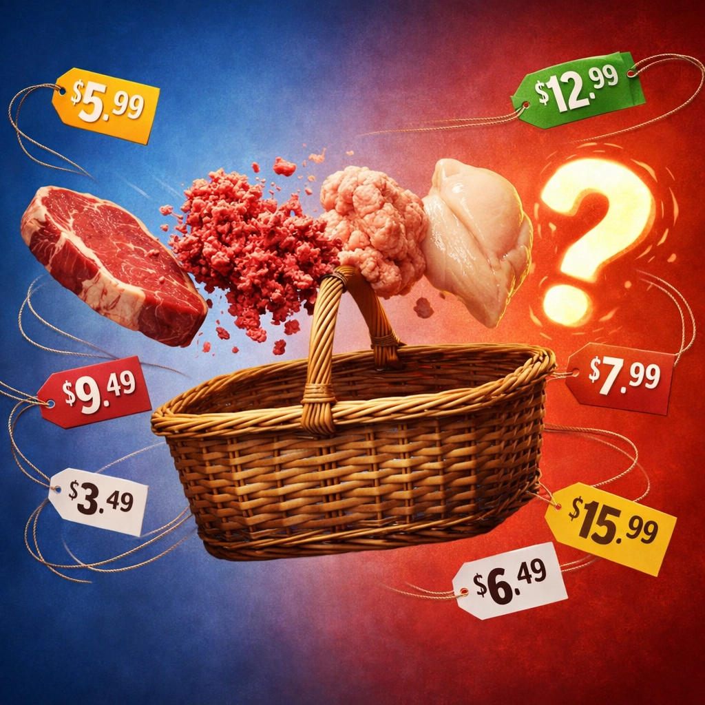 Consumer price index basket manipulation showing product substitution from steak to cheaper alternatives