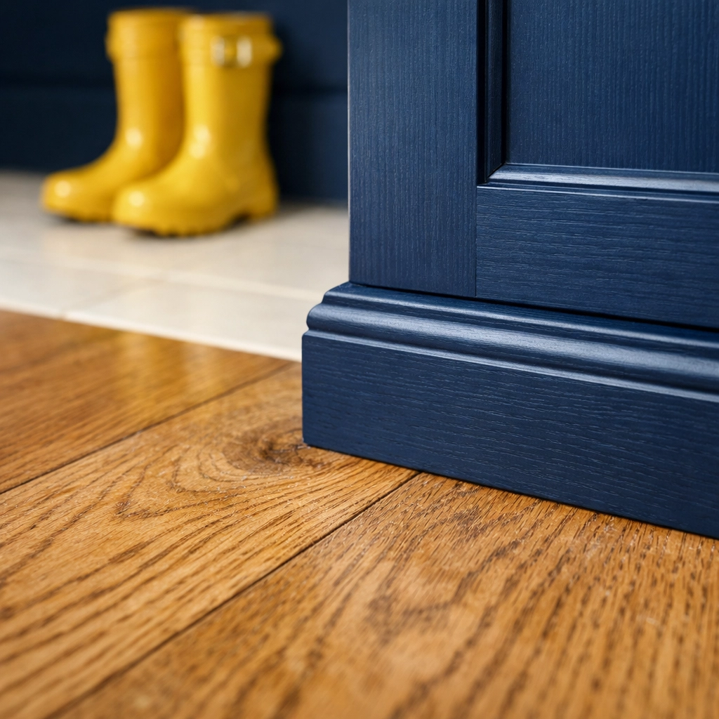 Professional surface care for hardwood floors and custom cabinets during luxury house cleaning in Lynnfield.