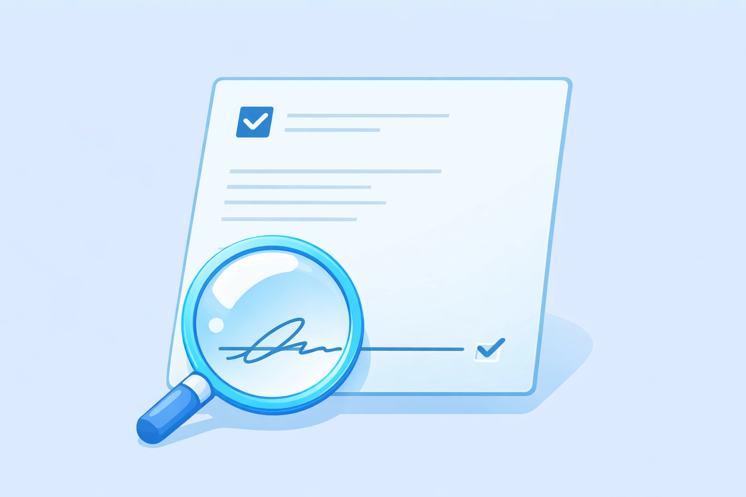 Magnifying glass over a property contract signature line ensuring accurate NSW legal details.