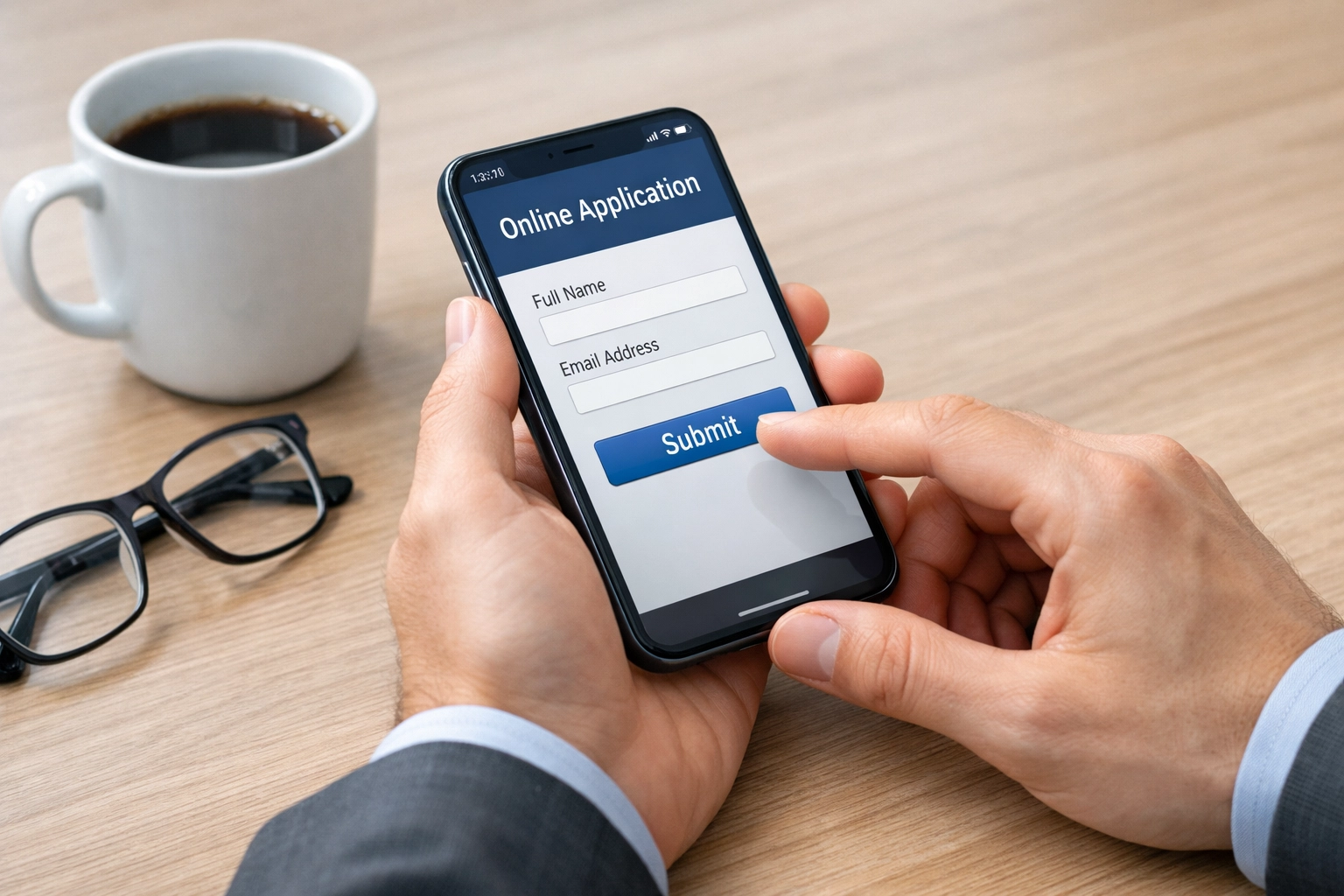 Using a smartphone to apply for a same day loan and receive cash via Interac E-Transfer.