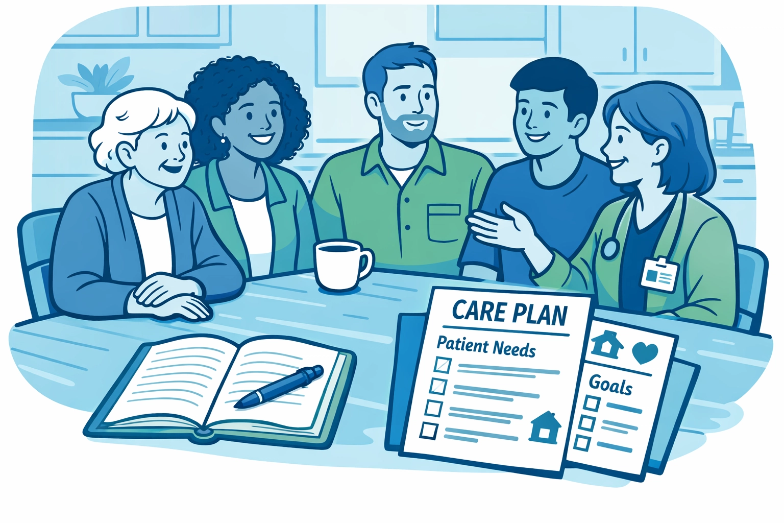 Austin family meeting with caregiver to discuss personalized senior care plan