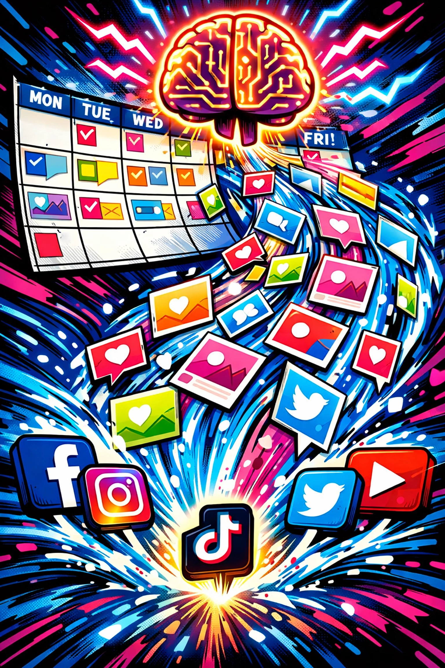 AI social media automation scheduling posts automatically from content calendar