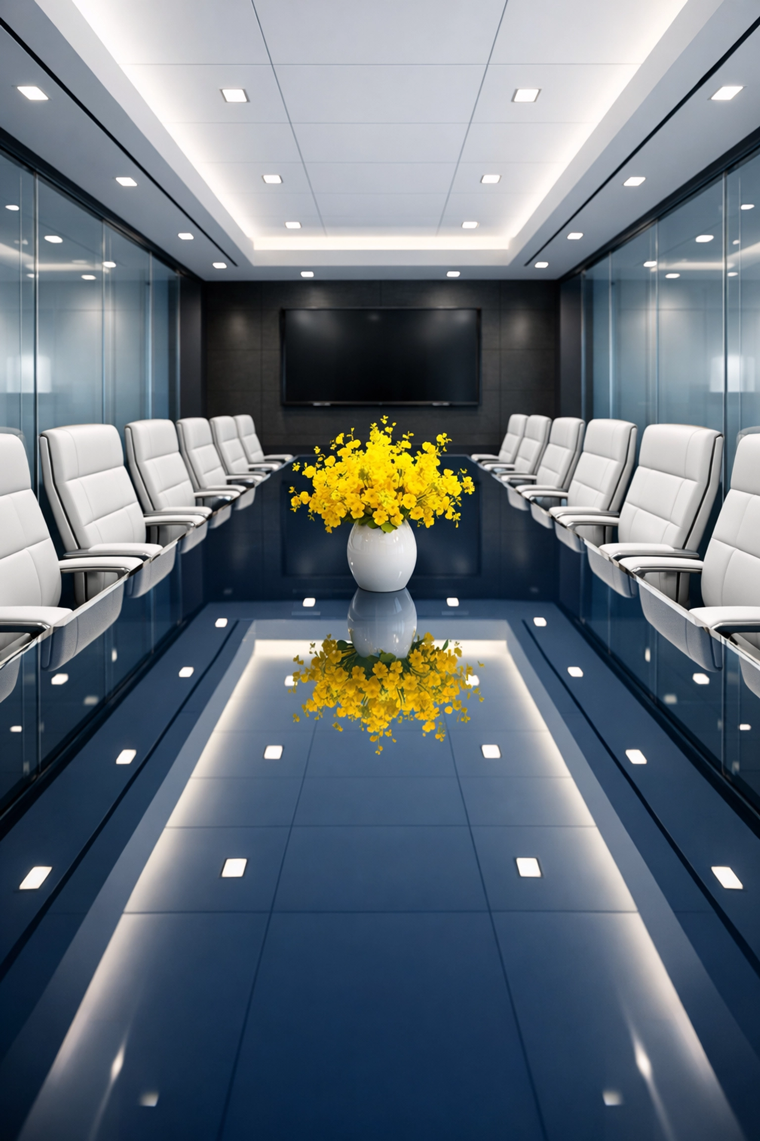 Spotless corporate conference room with streak-free glass partitions from expert commercial cleaning Northborough.