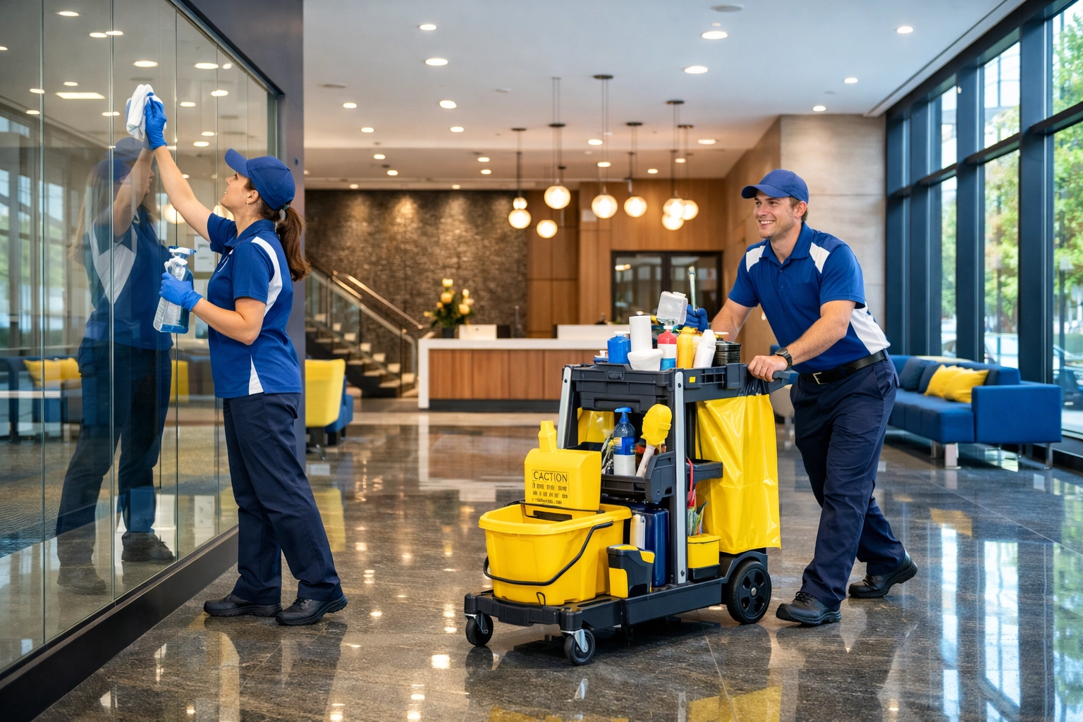 Professional team performing high-quality commercial office cleaning in Milford.
