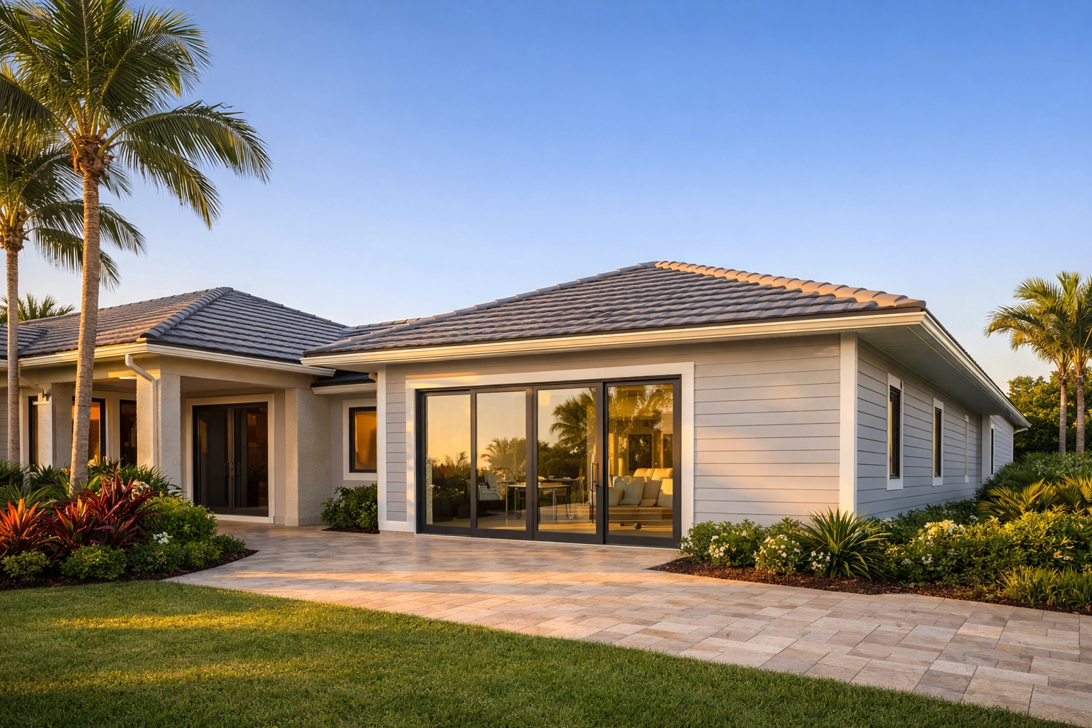 Modern home addition in Okeechobee featuring a seamless roofline and high-end exterior finishes.