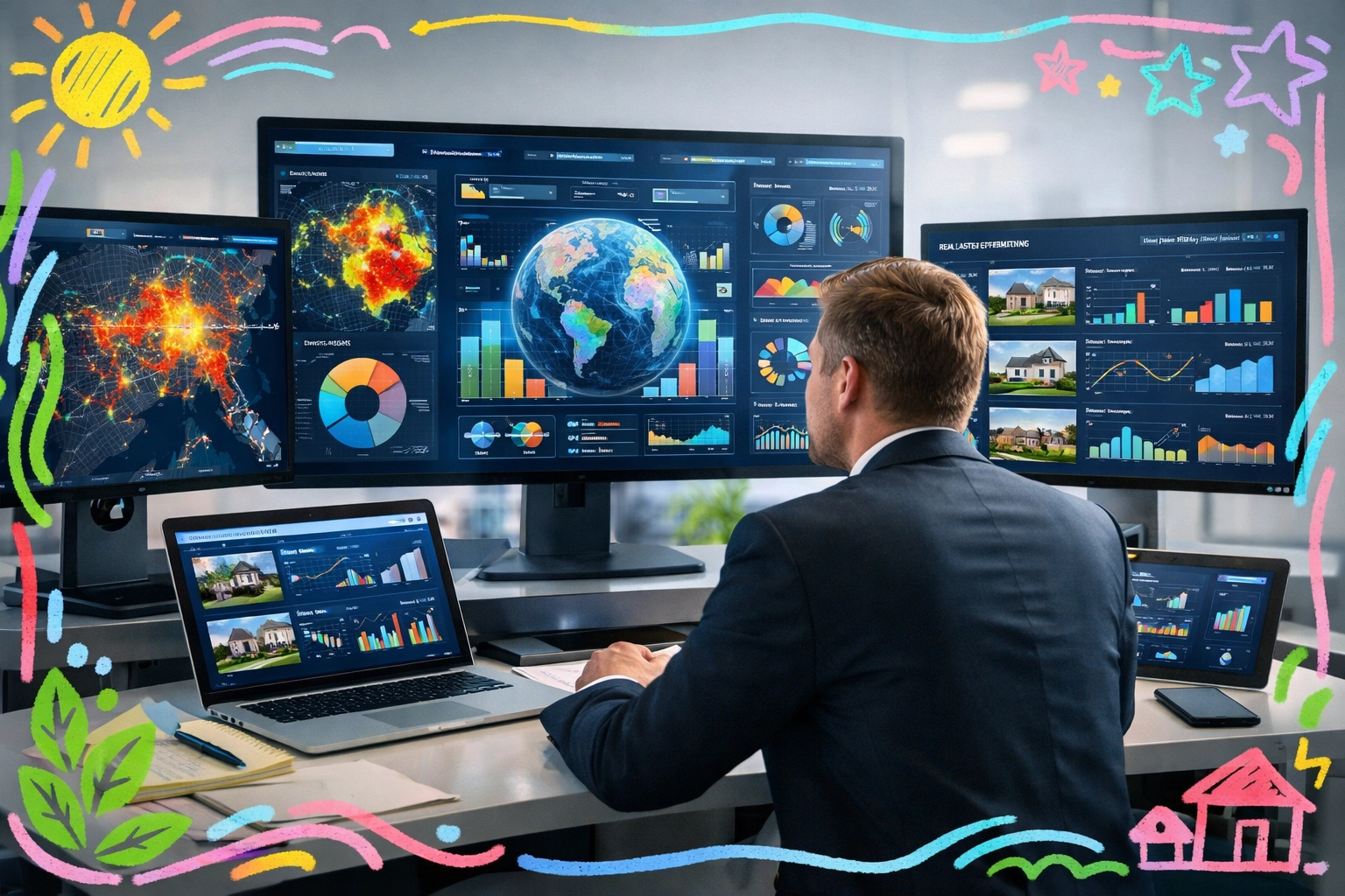 AI-driven real estate marketing dashboard visualization for targeted buyer reach.