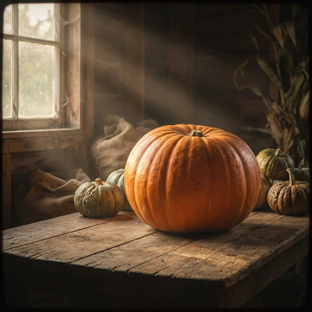 A giant pumpkin stands out on a rustic table, symbolizing focused growth for sellable MSP businesses.