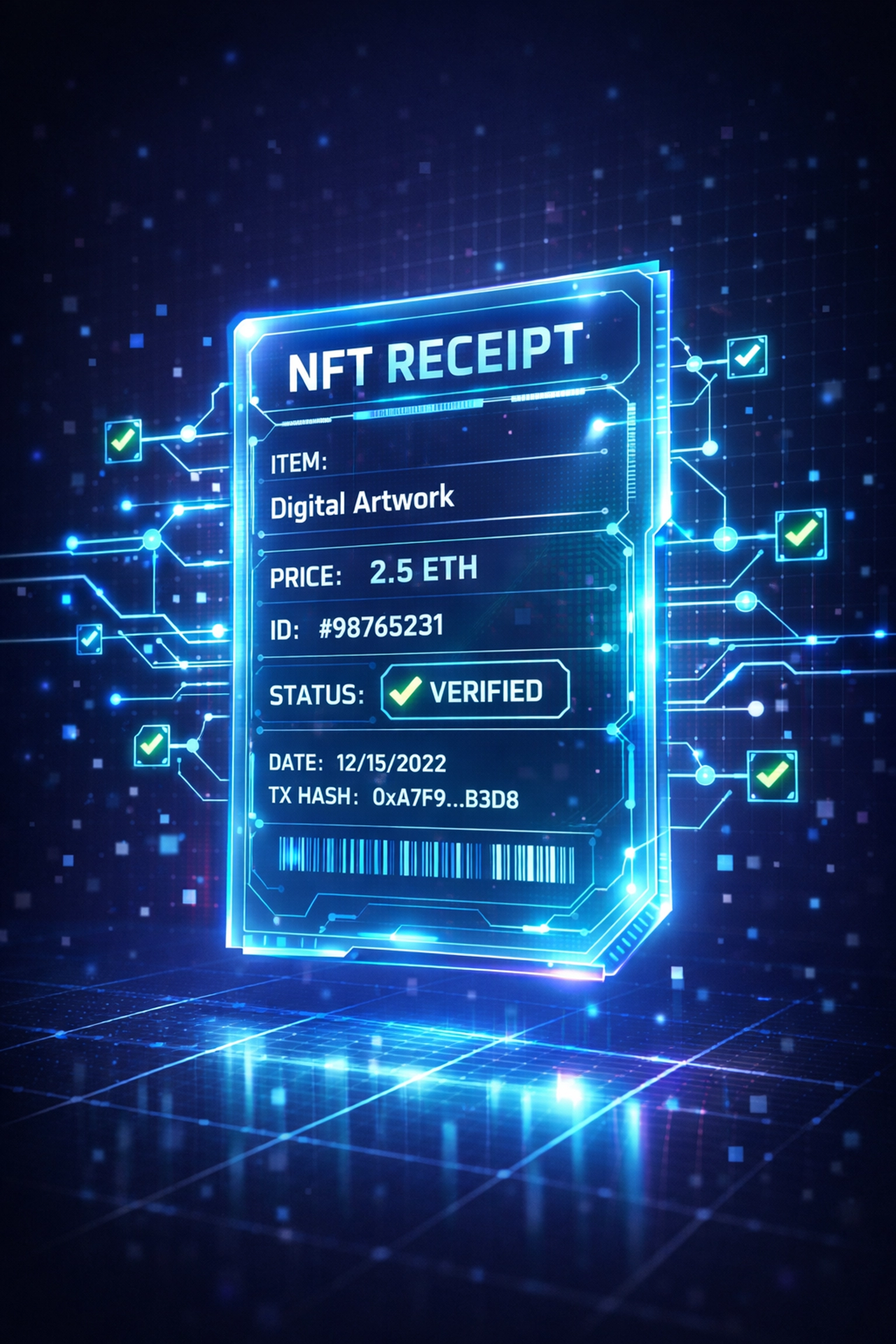 NFT receipt on blockchain showing verified transaction with immutable proof for merchants and customers