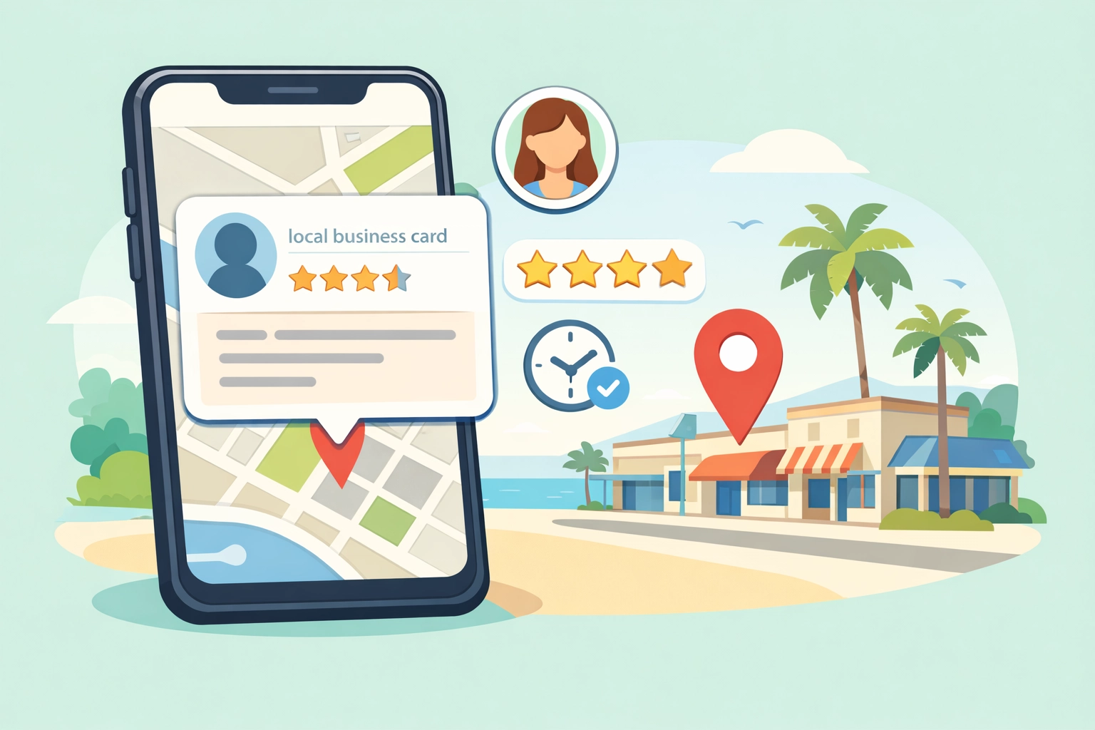 Optimized Google Business Profile on a mobile map showing a local Venice FL business.
