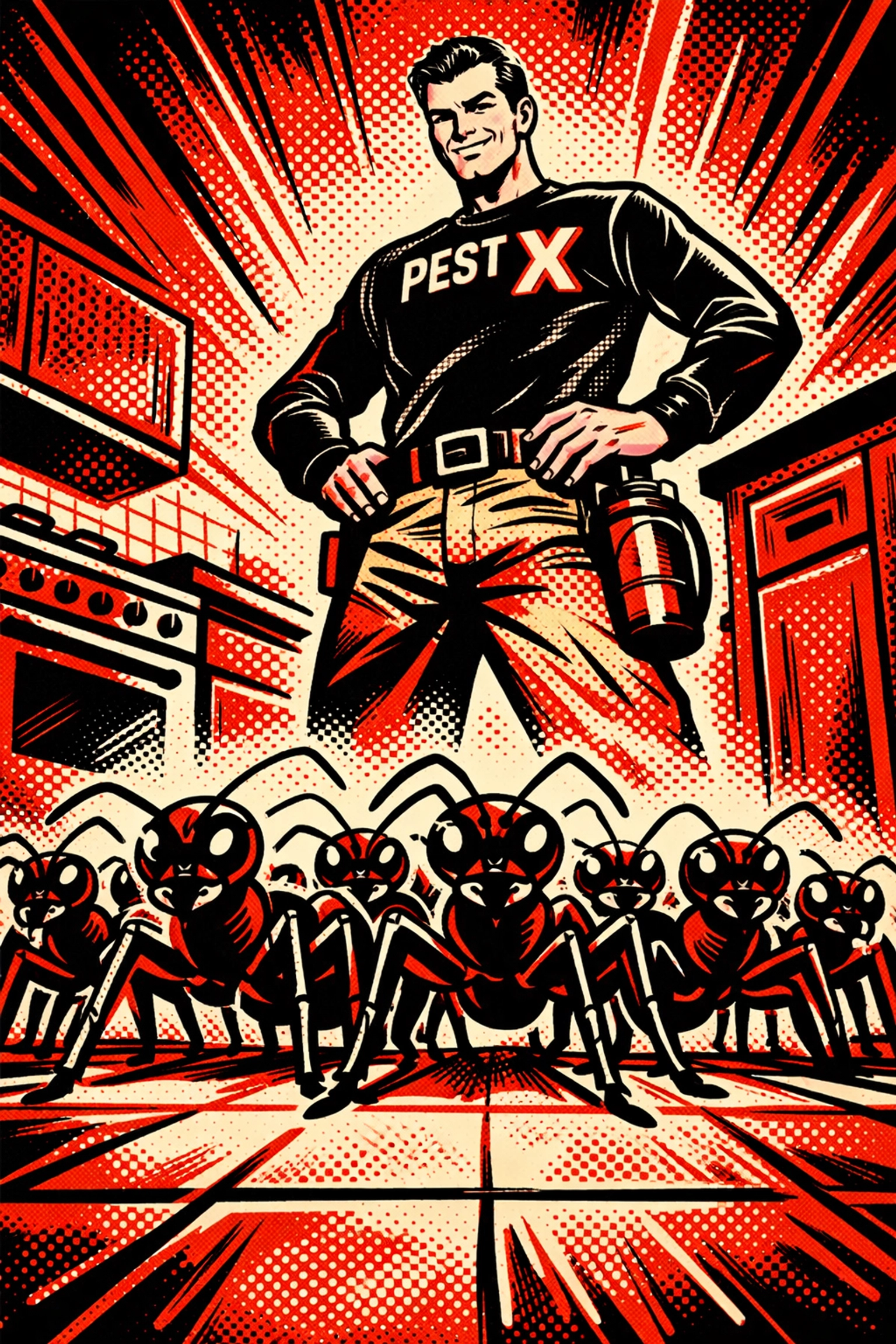 Professional technician stopping a line of ants, providing pest control in Gardendale and Pinson AL.