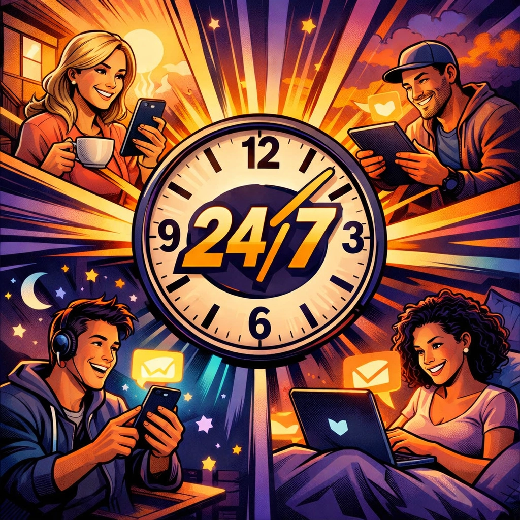 24/7 AI customer support responding to customers around the clock on multiple devices