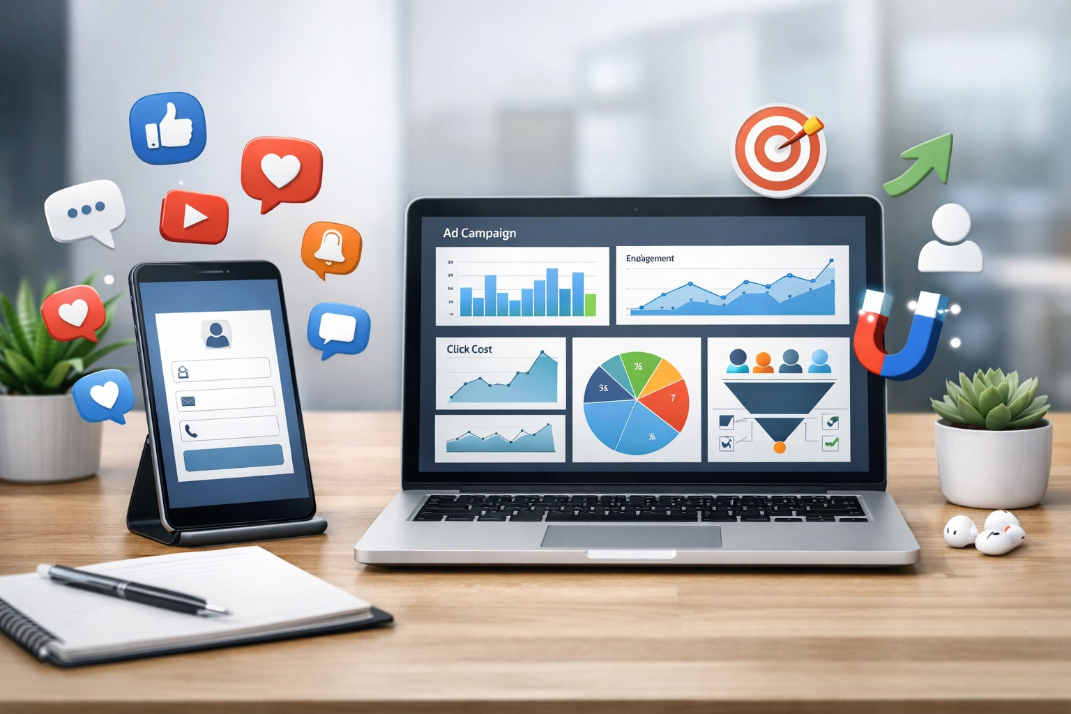 Digital marketing lead magnet landing page and opt-in funnel concept by Simon Leung