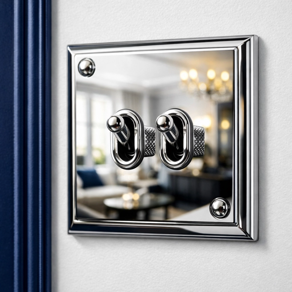 Close-up of a polished light switch showing the precision of luxury residential cleaning services.