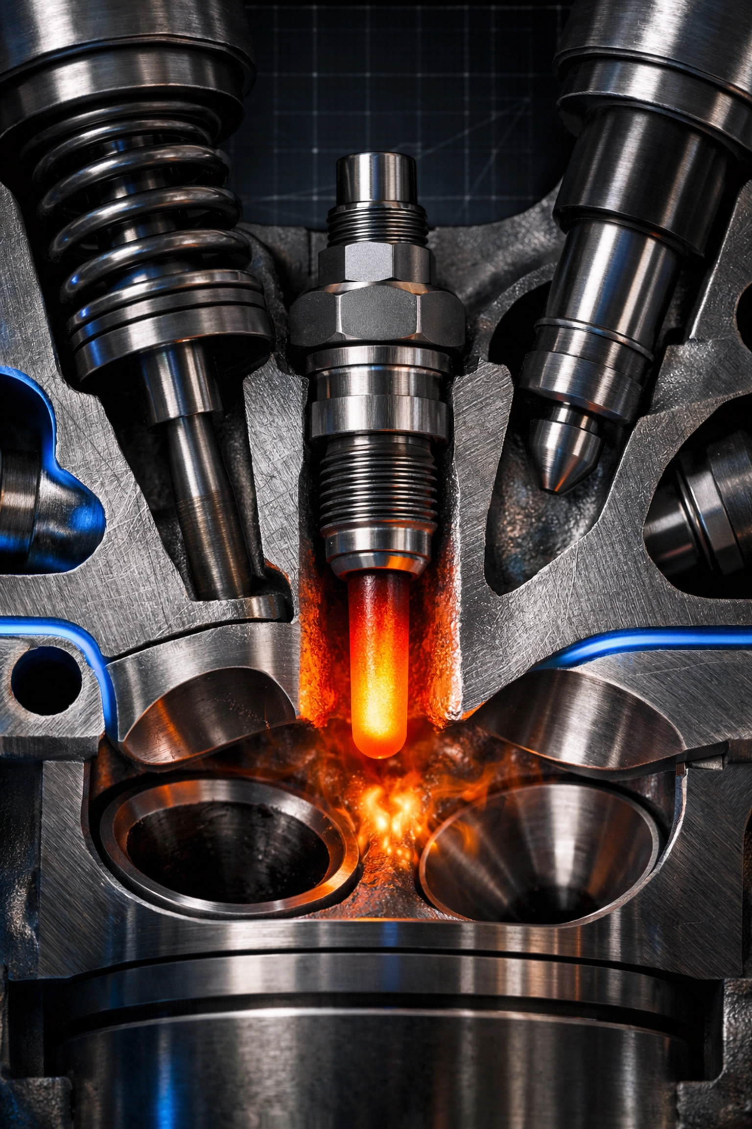 A glowing diesel engine glow plug illustrating essential ignition for cold starts in Wenatchee winters.